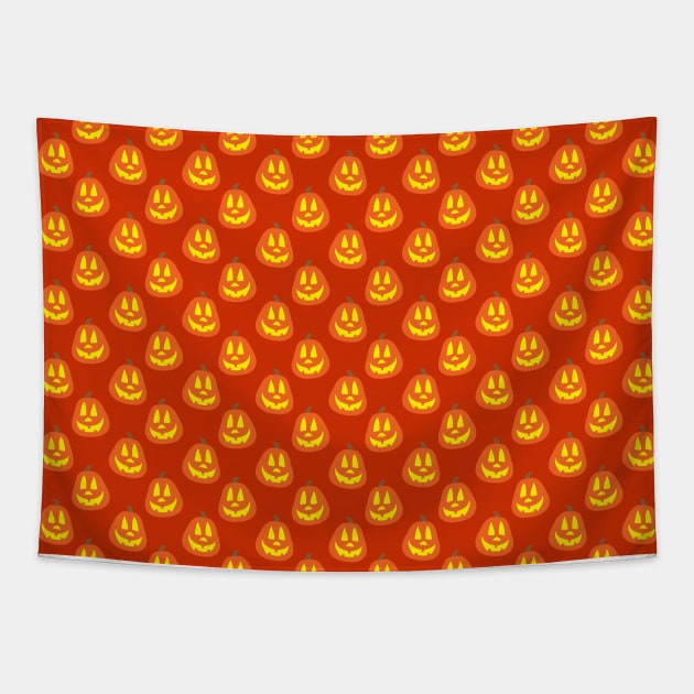 Happy Jack O Lantern Orange Pattern Tapestry by saradaboru