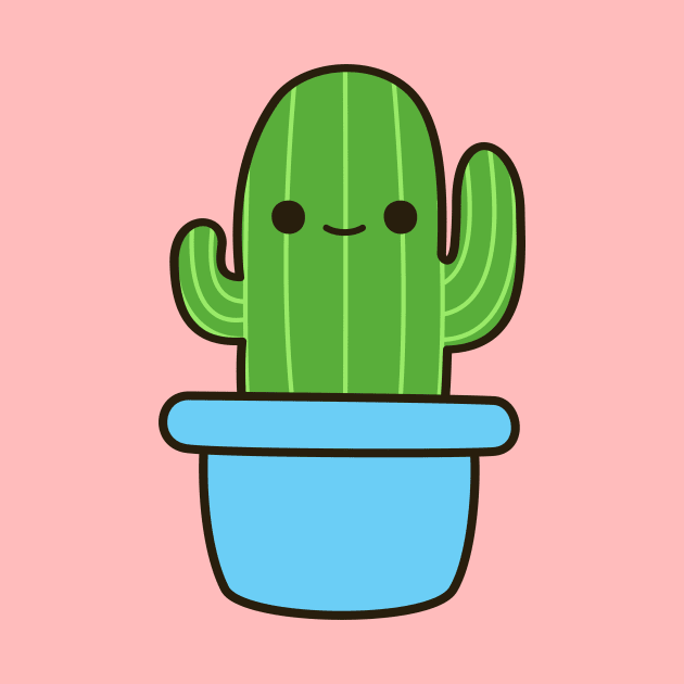 Cute cactus in blue pot by peppermintpopuk