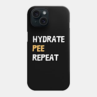 Hydrate Pee Repeat - Water Routine Humor - white and yellow Phone Case