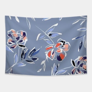 floral blue abstract Tapestry