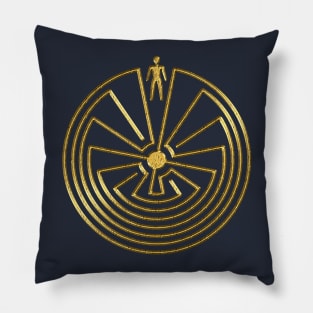 Native American Symbol - Man In The Maze - Gold Pillow