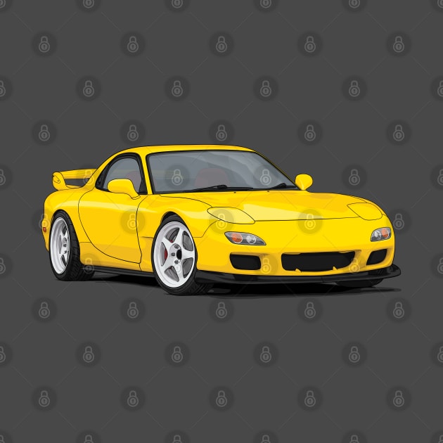 RX-7 Fd3s Illustration yellow by ArtyMotive