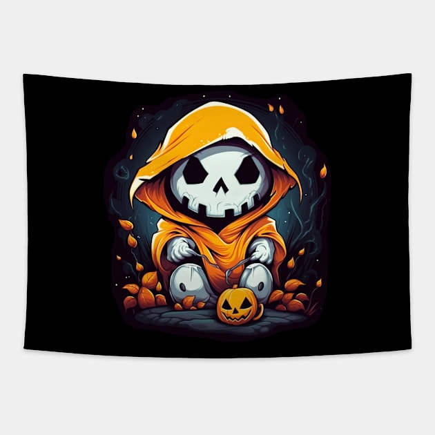 Eerie Halloween Ghoul Art - Spooky Season Delight Tapestry by Captain Peter Designs