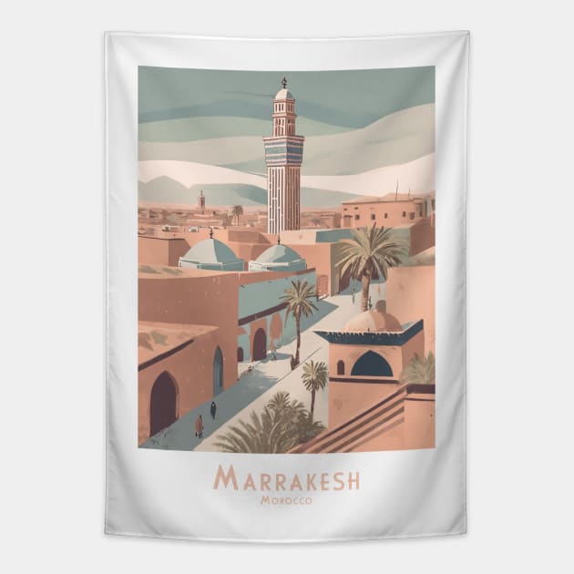 Marrakesh Morocco Vintage Travel Poster Tapestry by POD24