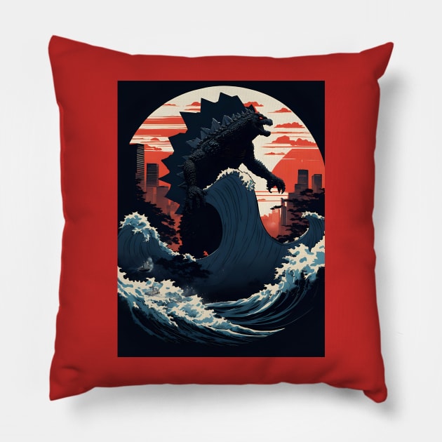 Kanagawa Monster Pillow by Rogue Clone