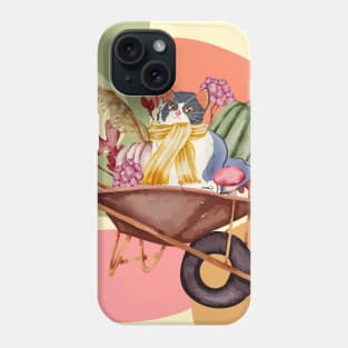 Pumpkin-Pushing Purr Midcentury Phone Case