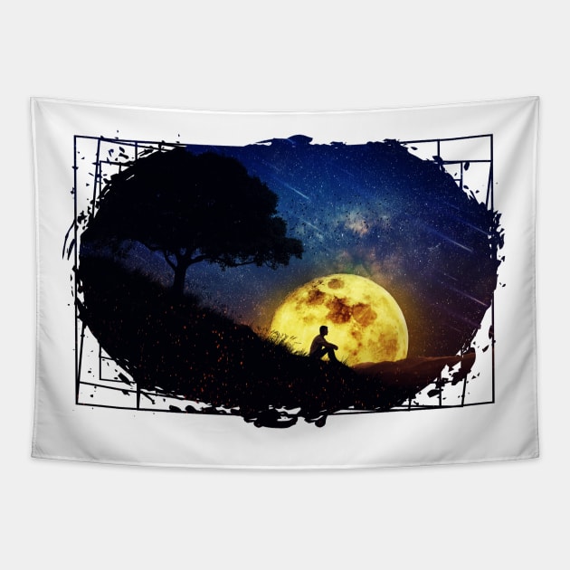 The Healing Power of Nature (Night Scene) Tapestry by psychoshadow