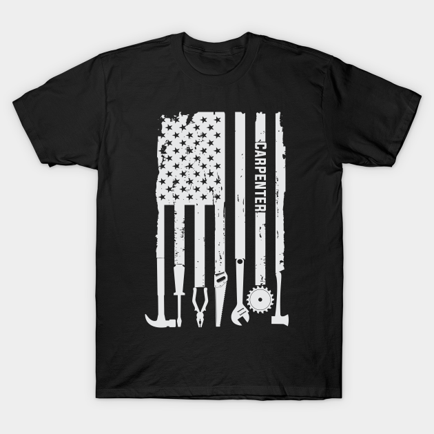 Discover Vintage Woodworking Carpenter American Flag 4th Of July - Carpenter - T-Shirt