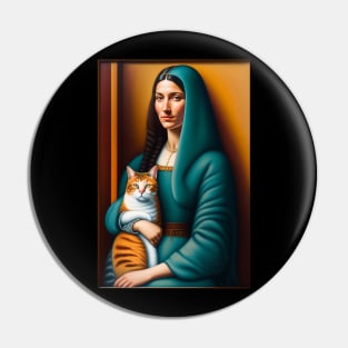 Cute cat with beautiful woman graphic design artwork Pin