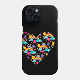 Heart With Rainbows and Flowers Phone Case