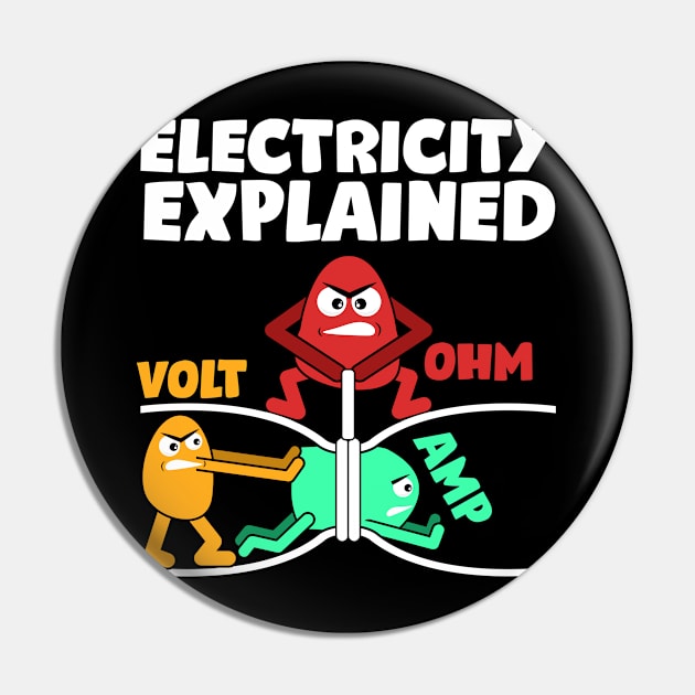 Funny Electrician Design Explains Electricity Pin by SpruchBastler