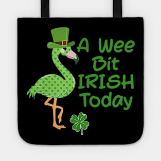 A Wee Bit Irish Today Flamingo Shamrock Patrick Day Tote