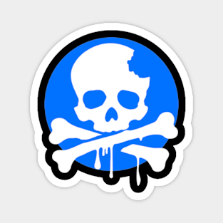 Urban Style Skull and Crossbones Blue and White Magnet