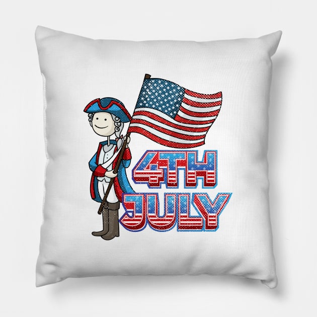 4th july illustration Pillow by HANASUISI