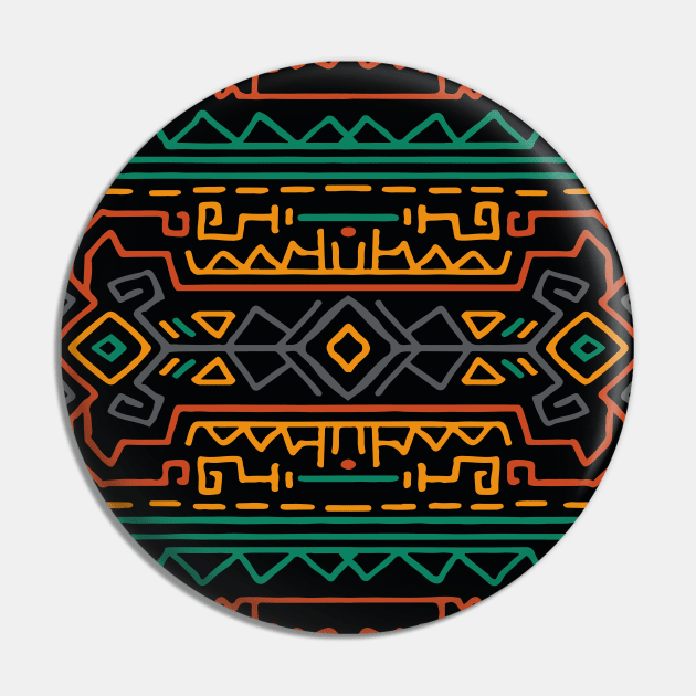 Orange Green Aztec Pattern Indian Mexican Tribal Pin by jodotodesign