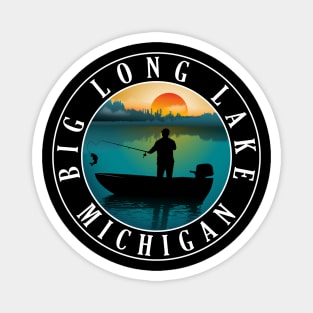 Big Long Lake Fishing Michigan Sunset Magnet