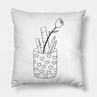 Rose & Pencil Cup Pillow