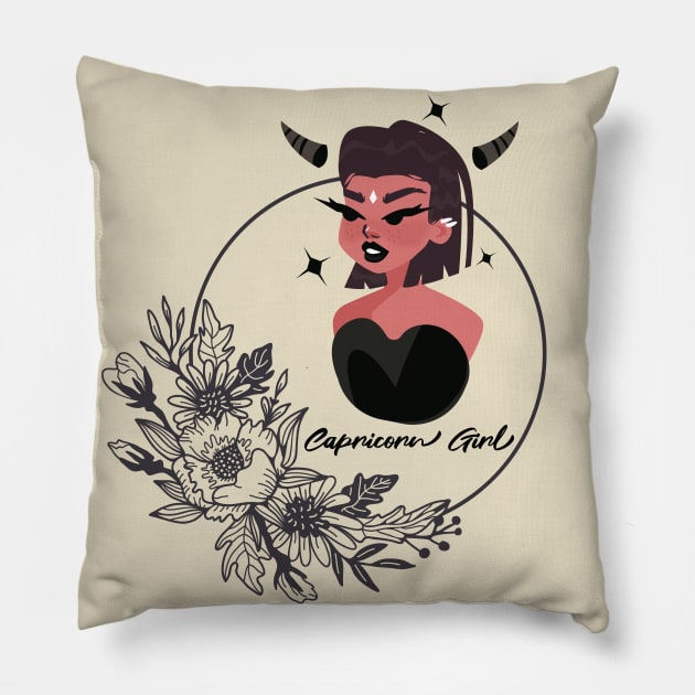 Capricon Girl Pillow by AirshipRebekah