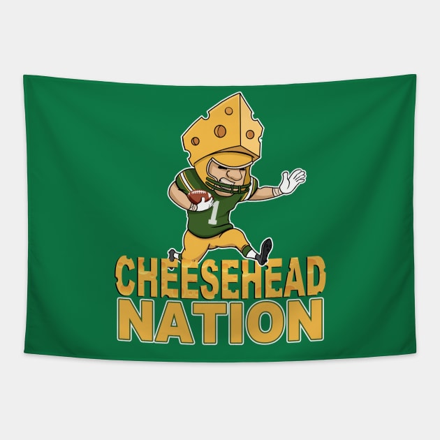 Cheesehead Nation Green Bay Packers Tapestry by GAMAS Threads