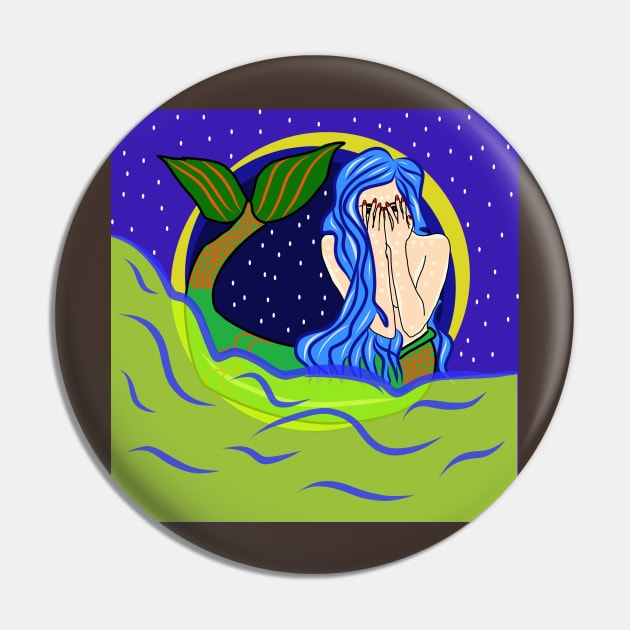 Mermaid shy Pin by Sshirart