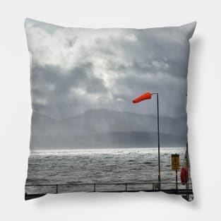 Bad weather sweeping over the Isle of Arran and Claonaig, Scotland Pillow