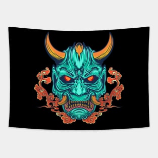 oni mask red green cloud big fang Tapestry