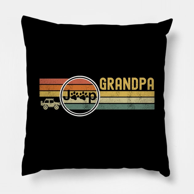 Vintage Jeep Grandpa Jeep Dog Paws Jeep Lover Retro Jeep Sunset Jeep Pillow by StephanNick