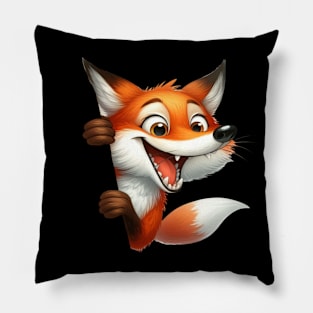 Cute  Fox Peeking around a corner Pillow