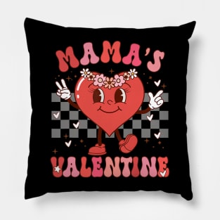 Retro Groovy Mama is My Valentine Cute Heart Boys Girls Kids Pillow