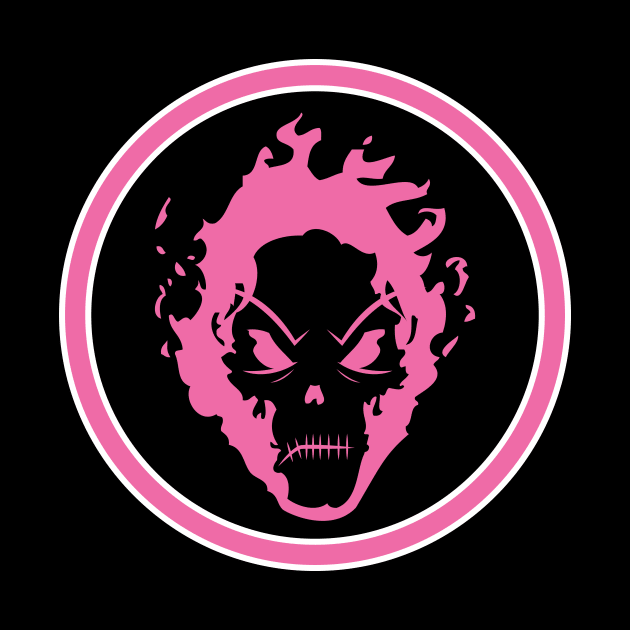 Evil Flaming Hot Pink Skull Halloween icon Logo by CoySoup