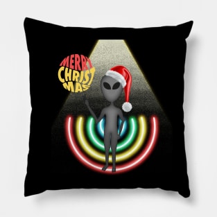 Alien in Santa Cap on Christmas | UFO Sighting | Merry Christmas Pillow