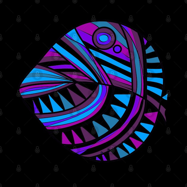 Mazipoodles New Fish Head Leaf Black Purple Blue by Mazipoodles