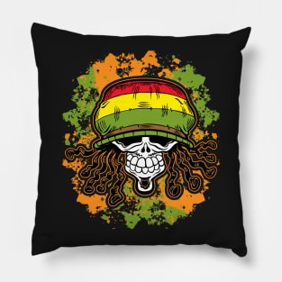 Jamaican Rasta Skull Pillow