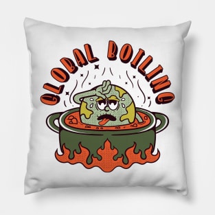 earth   boiling  cartoon t shirt Pillow