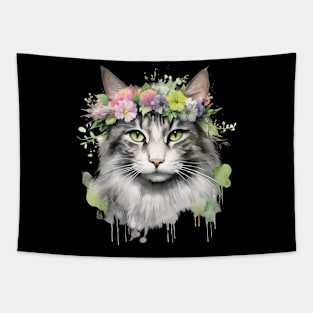 Cat Flowers Water Color Cat Mom Mother's Day Gift Idea Tapestry