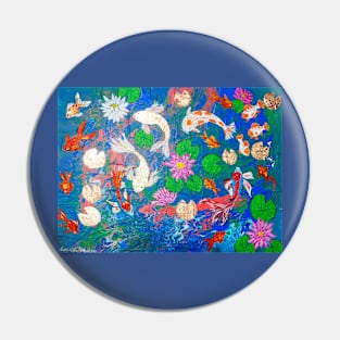 Beautiful Koi Fish and Waterlilies Pin