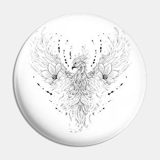 Phoenix with flowers.Mystical symbol Pin