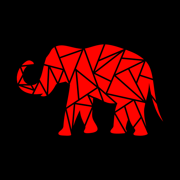 Geometric Animal Red Elephant by SartorisArt1