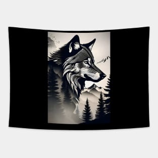 Wolf Silhouette 2 Tapestry