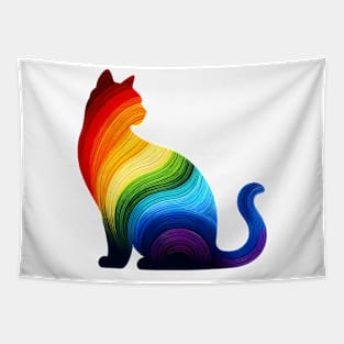 Rainbow cat silhouette 1 Tapestry