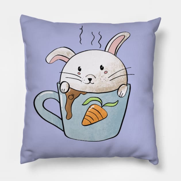 Cute rabbit in mug Pillow by Mydrawingsz