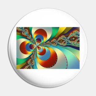 Psychedelic Abstract Fractal Flower Pattern Pin