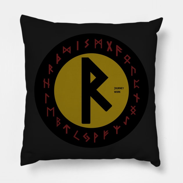 Yellow Raidho Elder Futhark  | Viking Rune Symbol Pillow by DepicSpirit