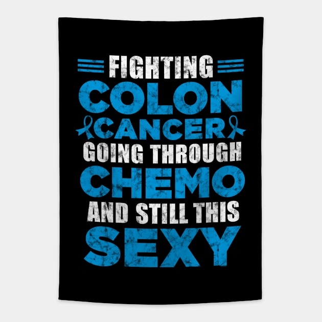 Colon Cancer Awareness Colonoscopy Warrior Survivor Gift Tapestry by jomadado