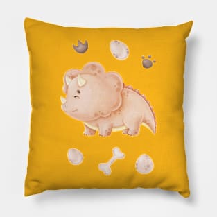 baby dinosaur yellow Pillow