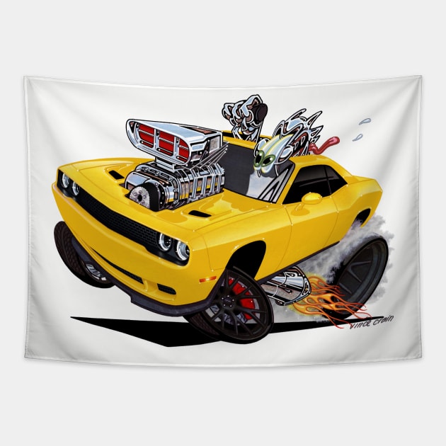 Challenger HELLCAT yellow Tapestry by vincecrain