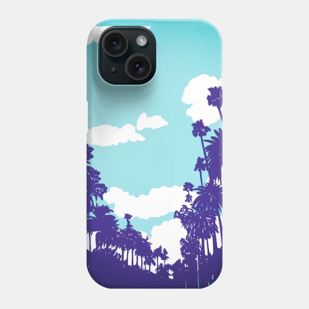 Blue alley of palm trees in California Phone Case by Mimie20