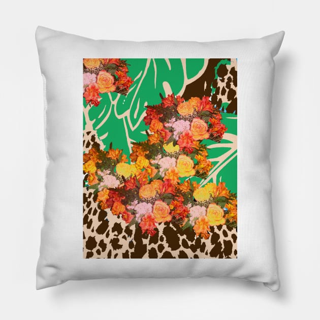 ANIMAL PRINT CHEETAH FLOWER PATTERN Pillow by Overthetopsm