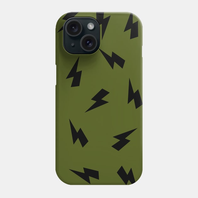 Black Lightning, Thunder, Bolts on Olive Green iPhone Case Phone Case by OneThreeSix