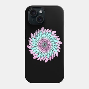 Turquoise Pink Colored Floral Spiral Mandala Line Art Phone Case